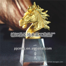 Business use europe gift products crystal glass horse trophy horse head glass trophy